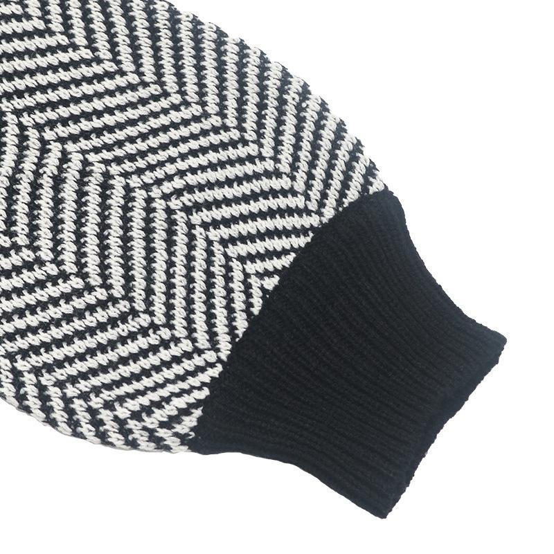 2026 Fall/Winter Retro Striped Off-Shoulder Lantern Sleeve Sweater for Women