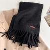 Woolen solid color wool blended scarf women's autumn and winter scarf macaron color thickened braid fringed shawl