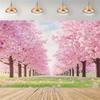 2D Cherry Blossom Tree Tunnel Backdrop Romantic Photo Background
