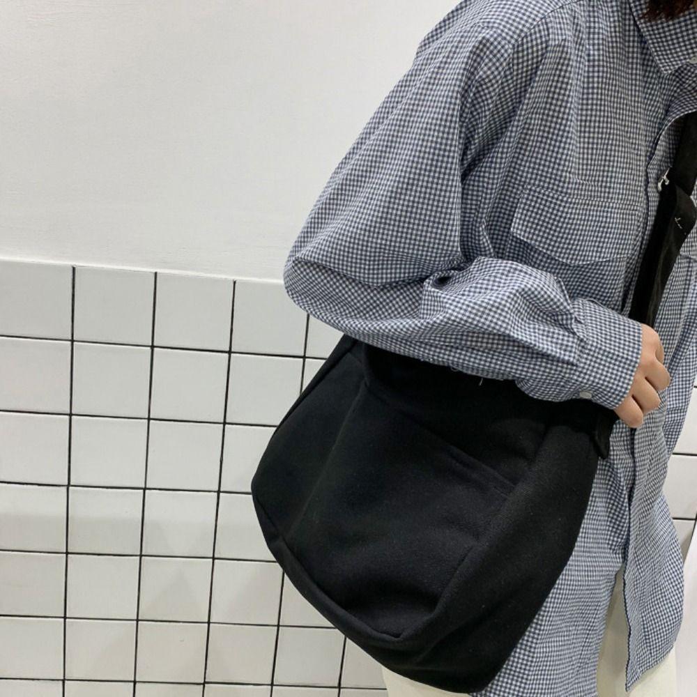 Multifunctional Canvas Tote Bag Solid Color Student Shoulder Bags Portable Women Handbag Outdoor