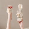 Sandali da spiaggia estivi antiscivolo da donna con chiusura a fibbia quadrata - Scarpe casual con punta aperta per un piede, tomaia in PVC e sottopiede rivestito in sintetico