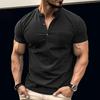 Sommer Herren Hemd Solide Kurzarm Knöpfe Tasche V-ausschnitt T-shirt Männer Top