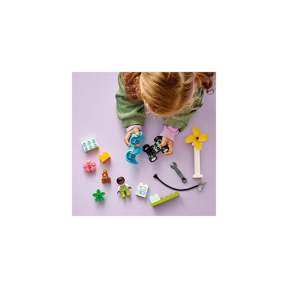 LEGO DUPLO Town Wind Turbine and Electric Car 10985 Building Blocks Toy for Toddlers Ages 2 and Up