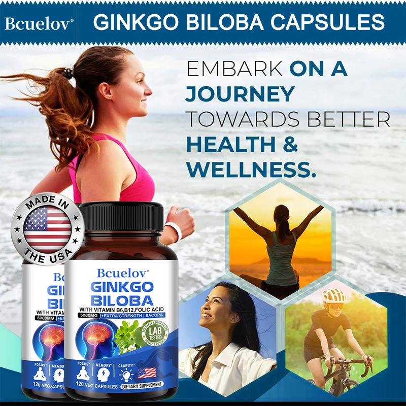 Bcuelov 5000mg Ginkgo biloba leaf extract combined with purslane centella asiatica and B vitamins helps improve concentration
