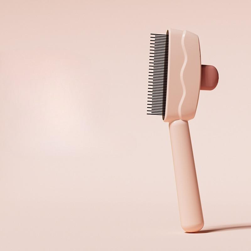 Cat Grooming Comb Massage Pet Dog Brush Automatic Kitten Hair Remover Self Cleaning Cat Brush Dog Grooming Hair Comb Pet Product розовый