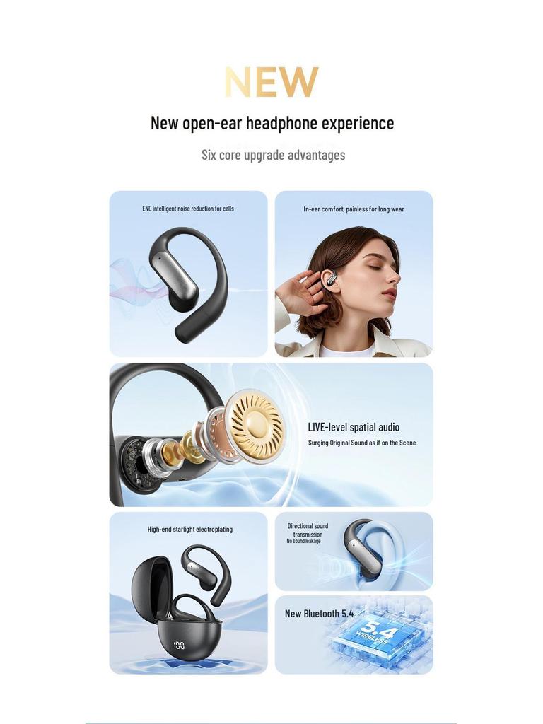 M118 Smart AI Translation Bluetooth Earphones with High-Quality Sound, Long Battery Life, Power Display & Ear Hook Design