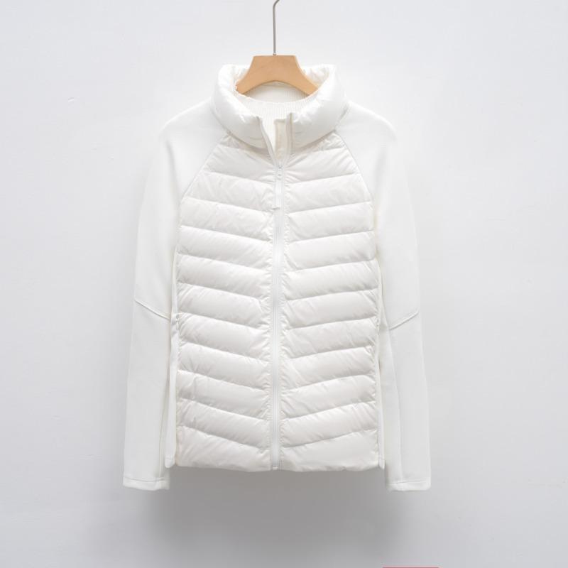 Autumn and Winter New Light Down Jacket Women's Splicing Stand-up Collar Outdoor Sports Slim Yoga Fitness Top