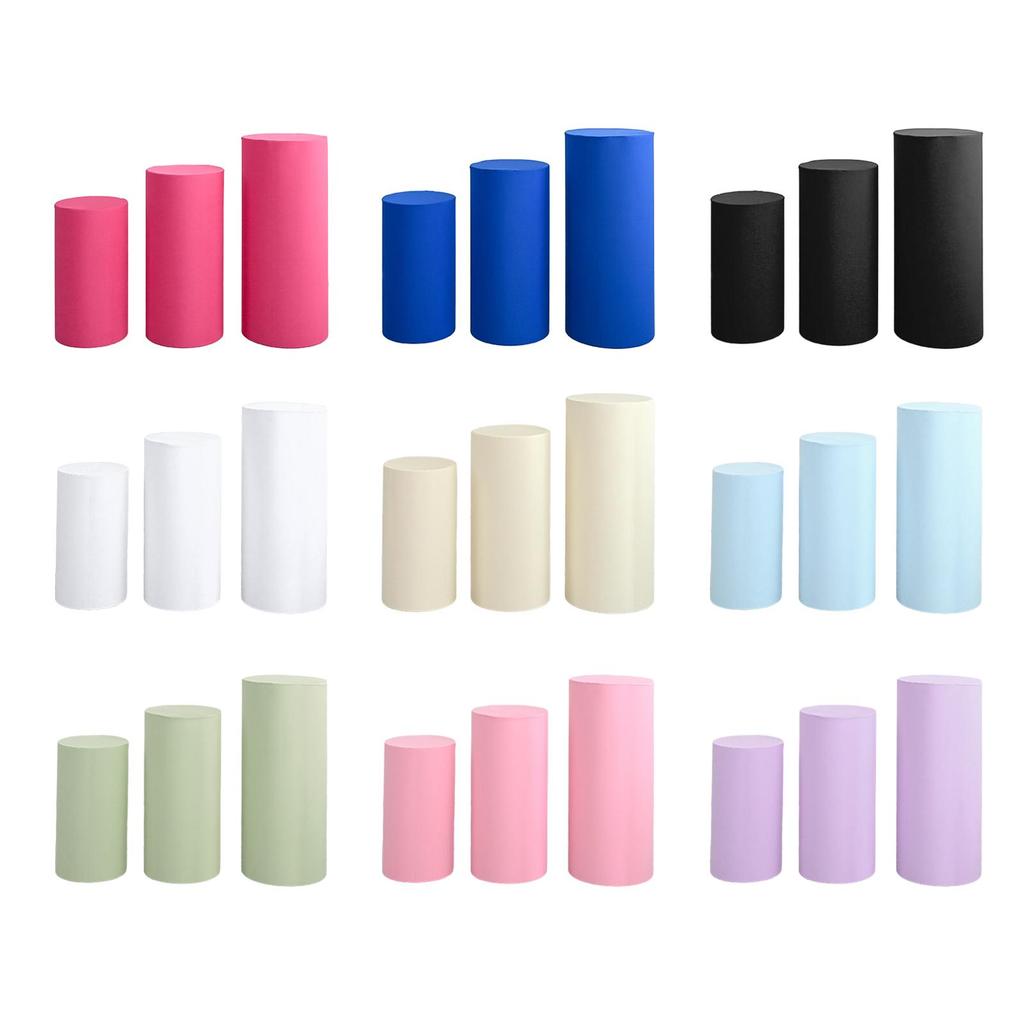 3Pcs Plinth Stand Pillar Covers for Engagement Thanksgiving Anniversary