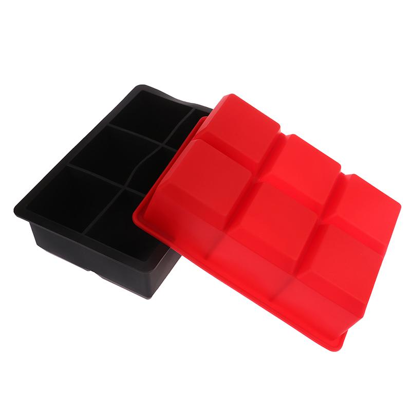 6 Grid Ice Tray Mold Large Diy Food Grade Silicone Ice Cube Square Tray Mold