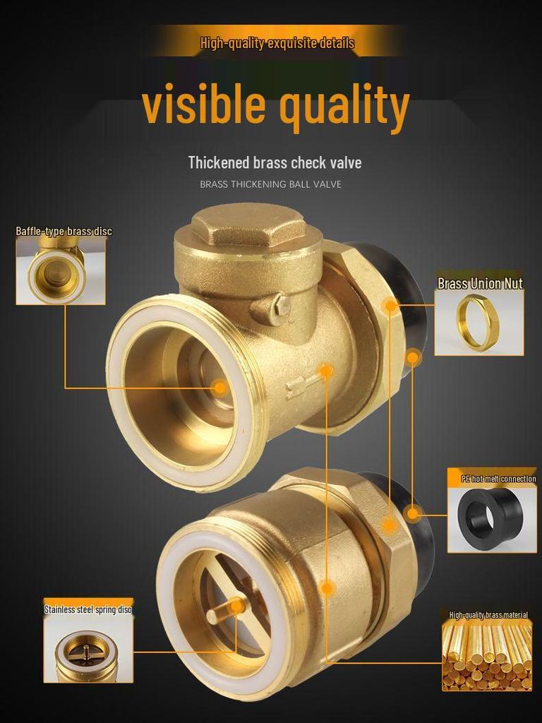 Copper Horizontal Bathroom Double Backflow One-Way Check Valve, Household Water Pipe Fittings, Non-Return Valve, 4/6 inch (DN20/25).