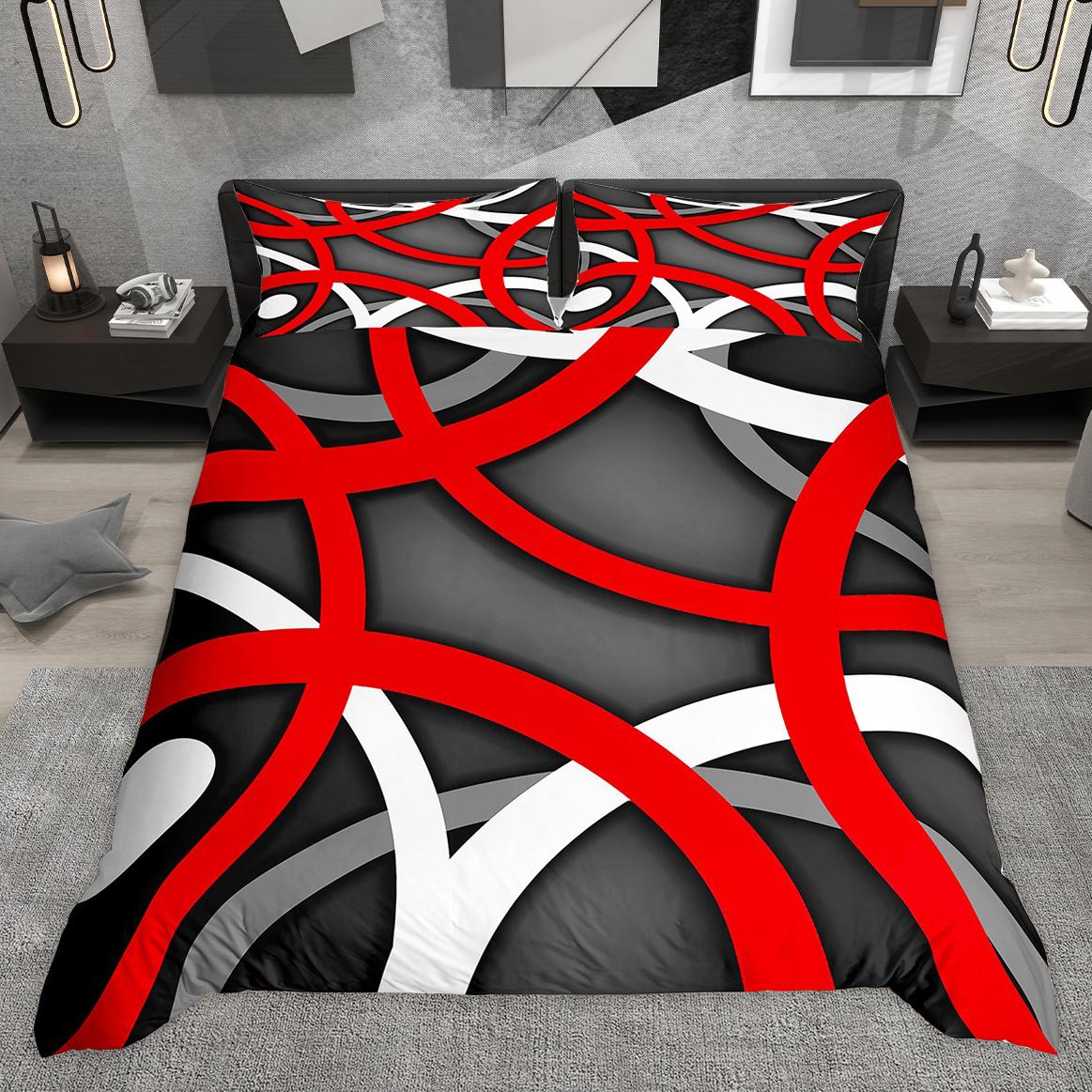 

Comforter Homewish Contemporary Geometric Abstract Stripe Bedding Set Wave Lines Plaid Checkered Comforter Set Comforter (quilt)-EU Single(135*200cm)3pcs