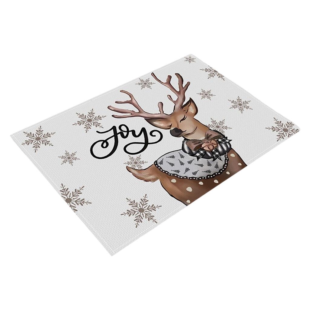 Christmas Dining Mat, Restaurant Atmosphere Decoration, Table Mat, Linen Printed Insulation Mat, Western Style Mat