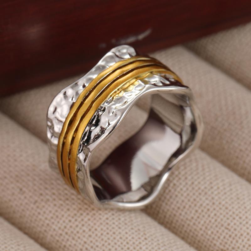 Hammered Spinner Ring, Spinner Ring for Women, Hammered Wave Ring, Hammered Wide Band Ring, Gift for Her