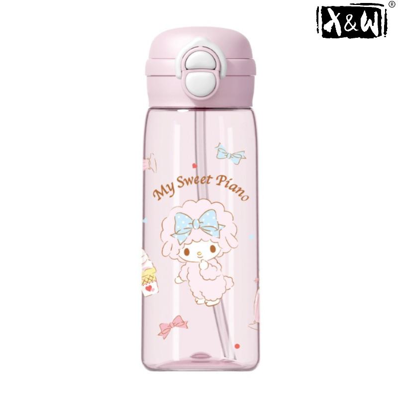 X&W Sanrio Tritan Material Space Cup 500mL Double Drinking Pop-up Lid Portable Water Cup Bubble Tea Cup Kids Water Bottle Cups