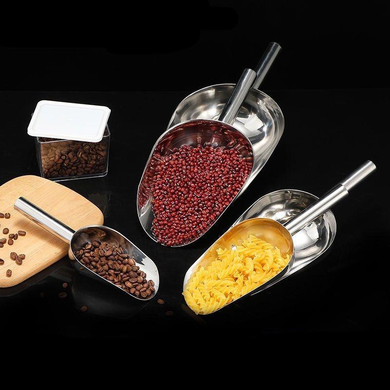 Stainless Steel Ice Shovel - Heavy-Duty Metal Scoop for Pet Food, Ice, Grains, Flour, Rice - Durable & Rustproof