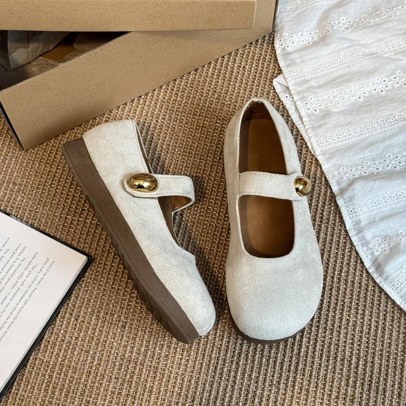 French Birkenstock Single Shoes Women's 2025 New Spring and Summer with Skirt Soft Flat Mary Jane Shoes Versatile Evening Doudou Shoes