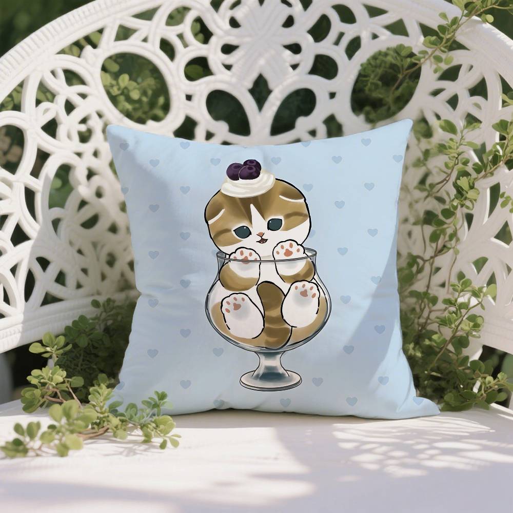 Cute Cat Mofusand Juno Pillow Case Anti-dustmite Pillowcase Invisible Zipper Silky Short Plush Sofa Cushion Cover