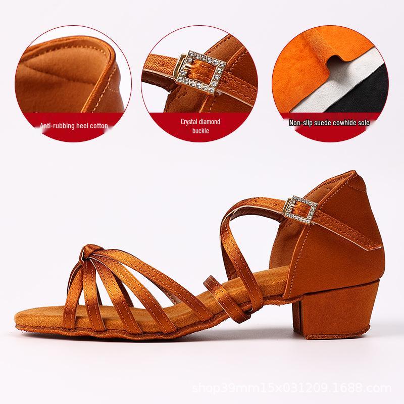 Girls' White Professional Latin Dance Shoes - Soft Sole for Beginners & Competitions