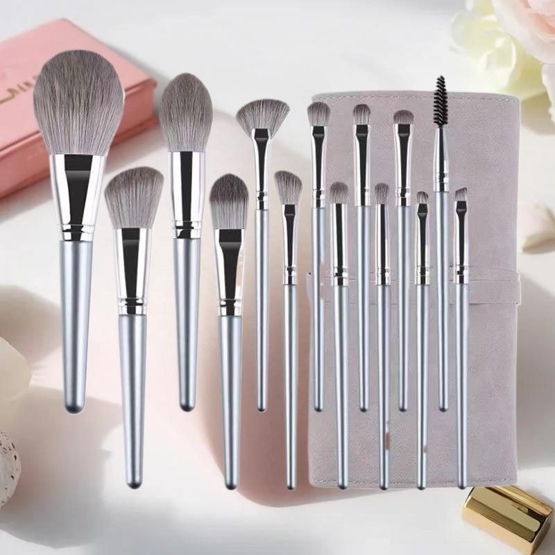 Set Pennelli Trucco Ultra Morbidi 14 Pezzi Setole Morbide Pennello Polvere Libera Viso Intero Pennello Ombretto Pennello Cosmetico Professionale