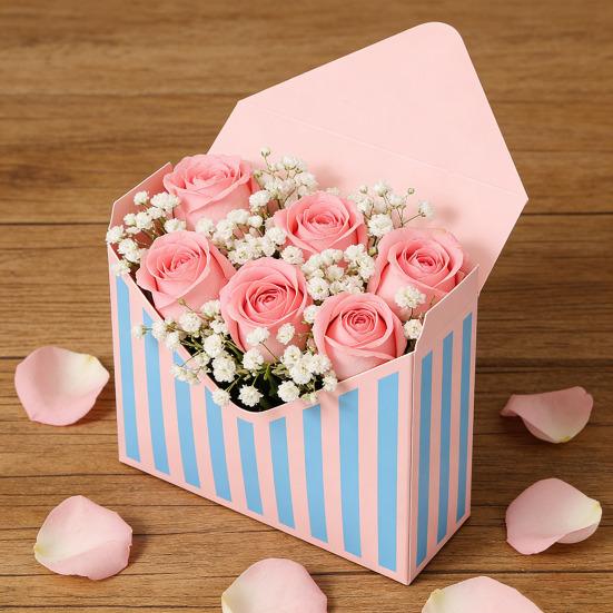 10 Pcs Valentine's Day Floral Envelope Boxes Empty Florist Bouquet Packaging Box Folding Paper Envelope Gift Box for Party Flower Wrapping Supplies