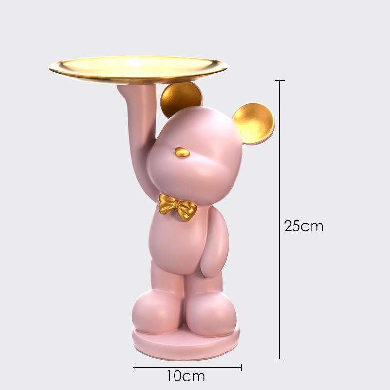 Nordic Home Decor Accessories Creative Bear Figurines Tray Decoration Storage Sculpture Resin Living Room Table Decoration Gift