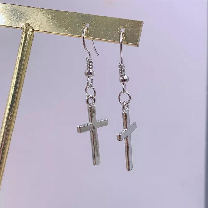Retro Geometric Alloy Cross Earrings for Women - European  American Fashion