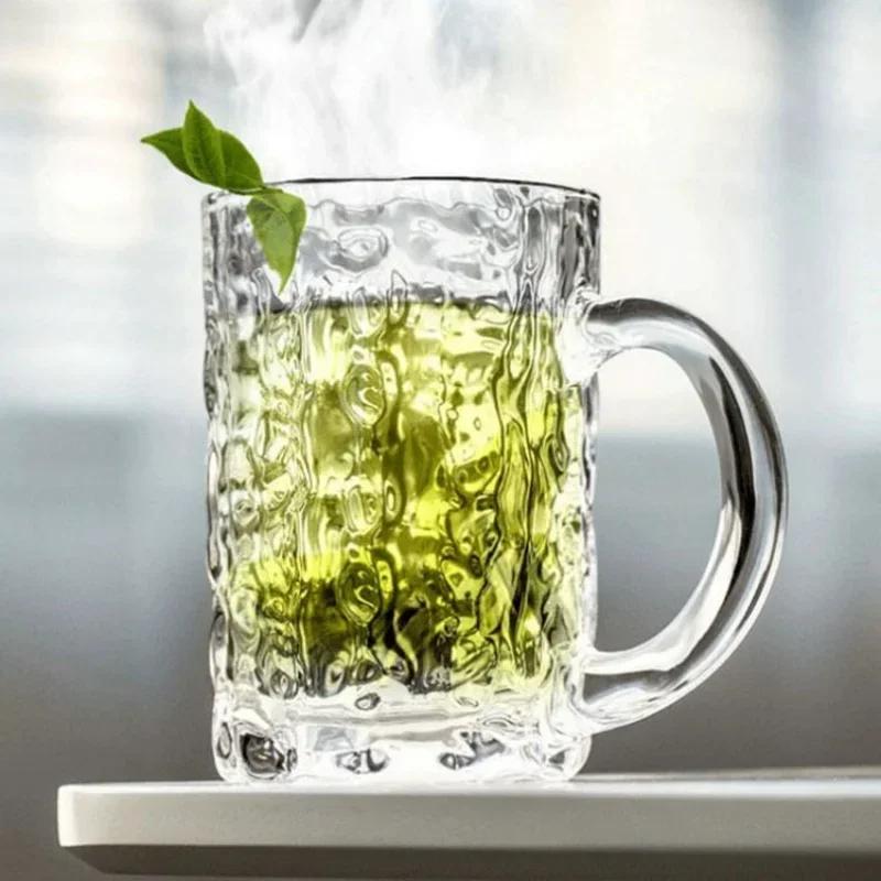 330ml/360ml Sklenice na víno s vlnitou texturou Sklenice s velkým objemem Křišťálové sklenice na pivo s uchem Šálek na čaj Bar Klub Party Sklenice na pivo