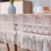 Mantel de Encaje Poliéster Premium Encaje Floral Vintage Superposición con Borde de Flecos, Mantel Rectangular Hecho a Máquina para Bodas Fiestas Rústicas al Aire Libre