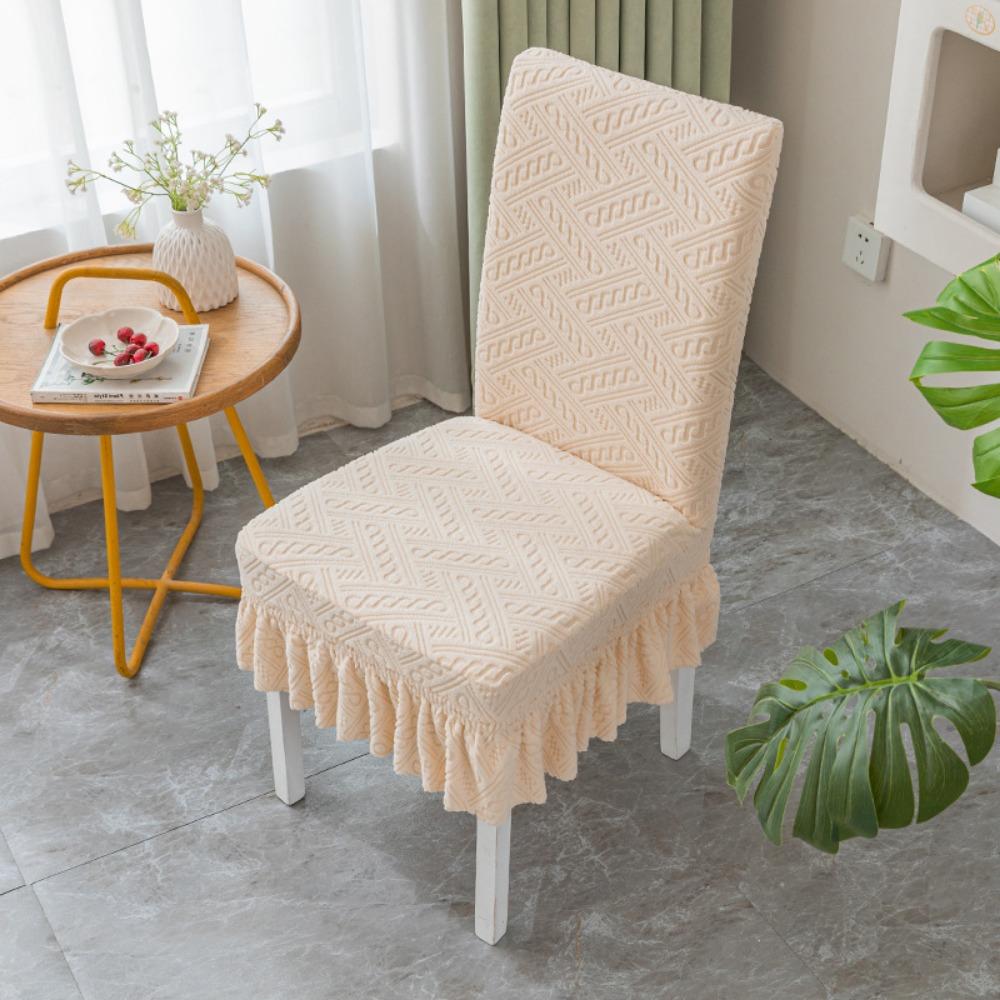 Stretchable Chair Covers Skirt Style Universal Dining Seat Cushion Set with Backrest for Home