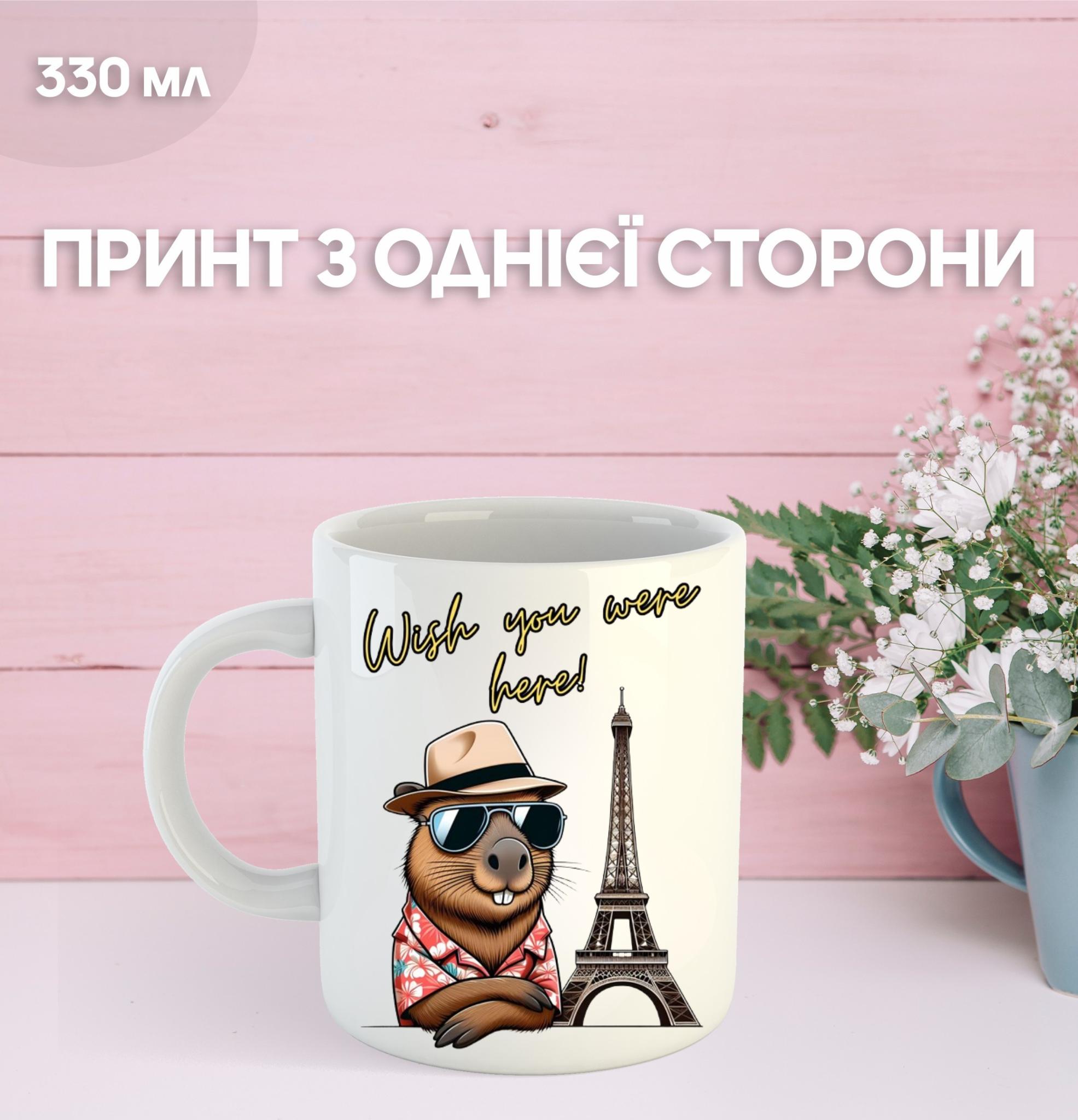 

Кружка Капібара з принтом керамічна чашка capybara 330 мл 9.5 білий