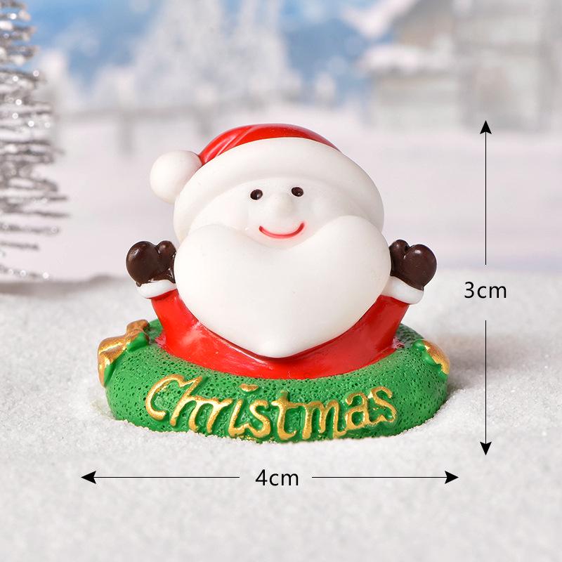 Christmas Cartoon Resin Santa & Snowman Couple Micro Landscape Ornaments