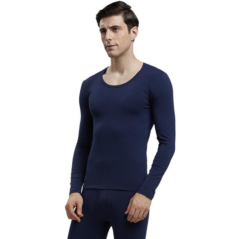 Men's Modal Autumn Base Layer Set: Plain Warm Long Underwear & Sweater - Plus Size for Cold Protection