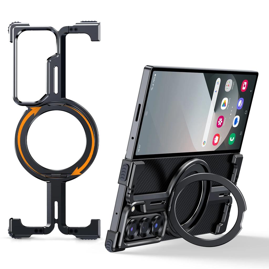 Custodia Oatsbasf per Samsung Galaxy Z Fold 6 5 Cover Magnetica per Telefono con Supporto Kickstand Magsafe Sottile Resistente agli Urti Cover in Metallo per Telefono