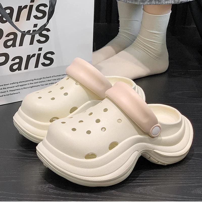 Fashion Lovely Girls Sky Blue Clogs Summer 2025 Thick Bottom Wedge Heels Sandals Wmen Chunky Platform Soft Eva Diy Cloud Slippers Shoes