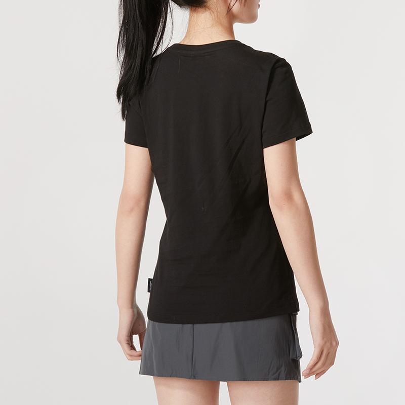 Puma Letter Pattern Running Short Sleeve T-Shirt Women Tops Black 630565-01