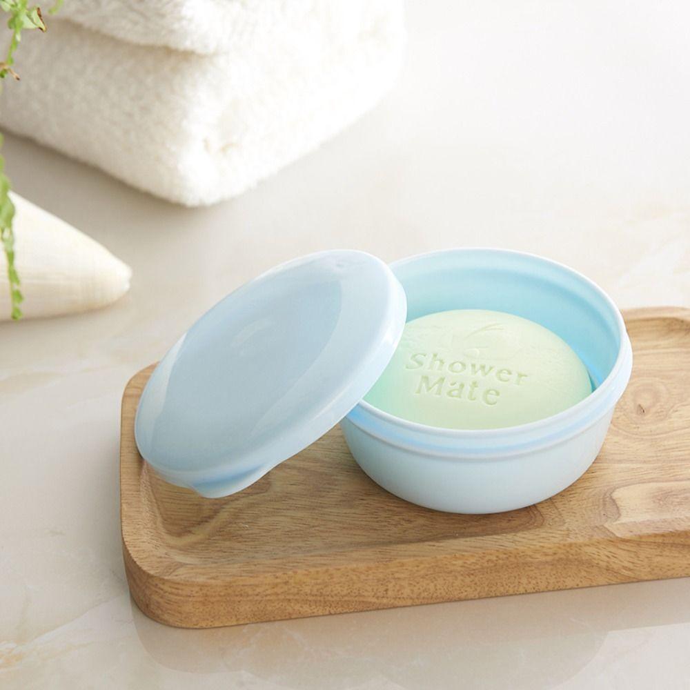 Round Travel Soap Container Self Draining Portable Soap Dish Toilet Shower