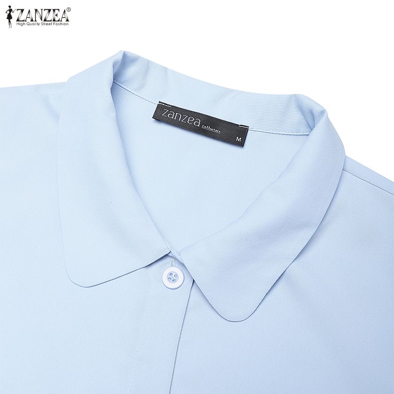 ZANZEA Women Casual Turn Down Collar Summer Short Sleeve Dress