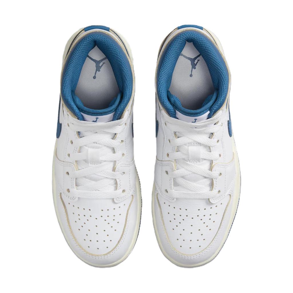 Air Jordan 1 Mid SE GS Industrial Blue Kids Sneakers White Sail FN7432-141