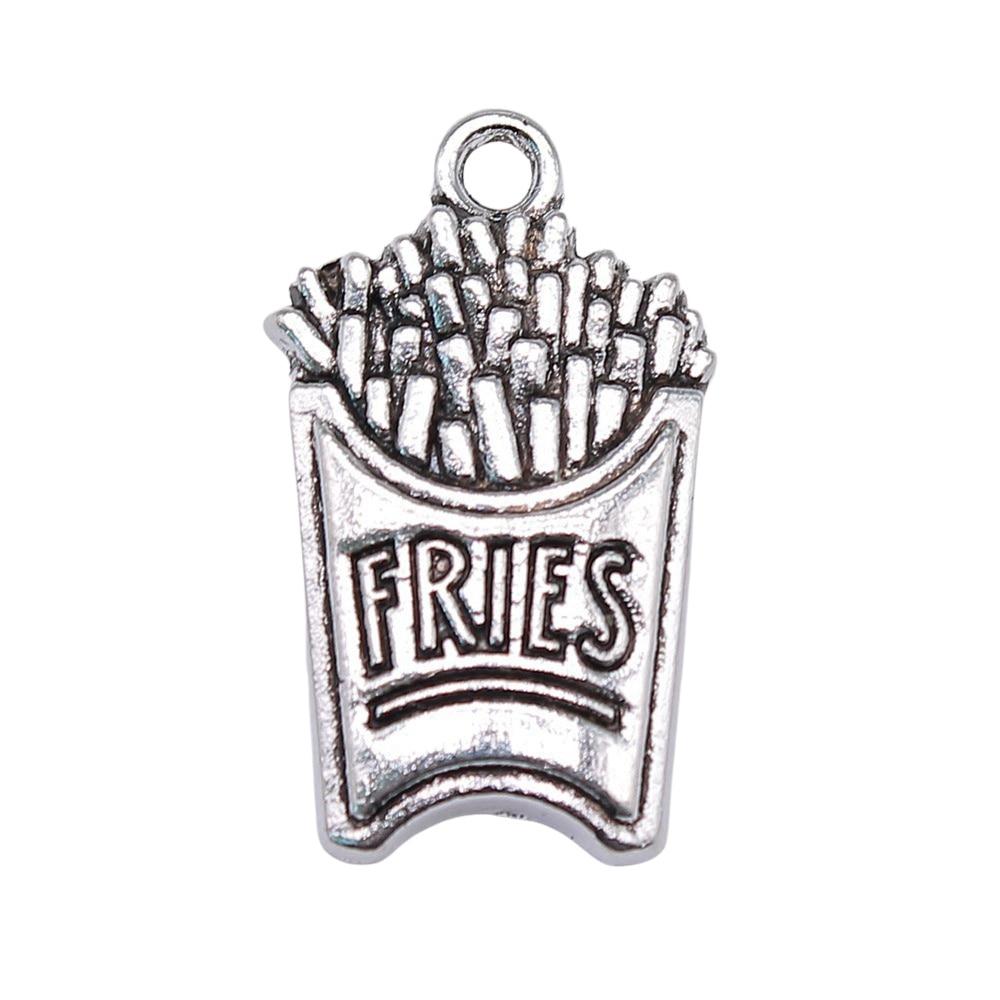 

10шт картофель фри Шармы Шармы Античное серебро Цвет Цинковый сплав 25X15mm