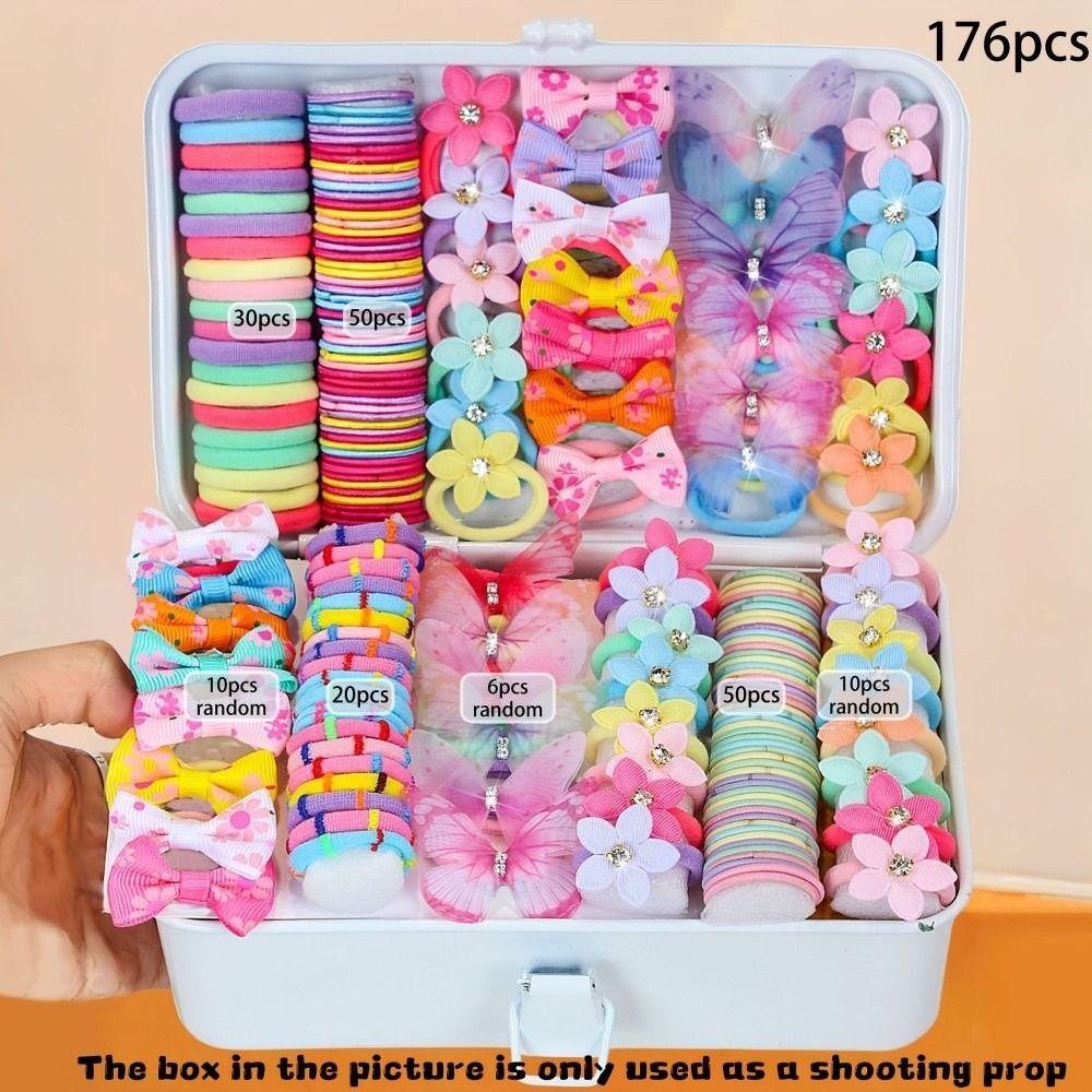 Colorful Hair Accessories Set No Hurt Hair Hair Clips Bow Hair Ties  Princess Gift Set