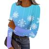 Women's Casual Fashion Round Neck Christmas Print Long Sleeve Striped Top