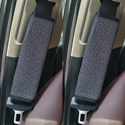 2Pcs Diamond Crystal Seat Belt Cover Bling Auto Safety Belt Shoulder Pads Protector Cushion Decor Car Accessories for Women