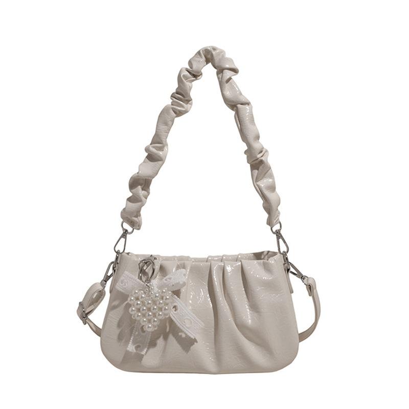 

Premium textured bag women s new casual messenger bag summer fashion shoulder pleated cloud bag білий