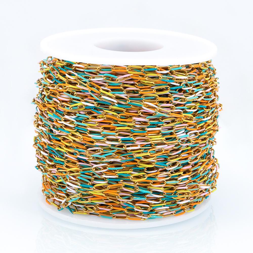 1meter Gold Plated Stainless Steel Enamel Chains For Jewelry Makings DIY Cable Chains For Jewelry Necklace Bracelets Accessories