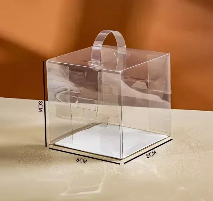 20piece Mini Birthday Cake Box 3 Inch Pastry Portable Boxs Square Fully Transparent Plastic Portable Packaging For Desserts 20 sets