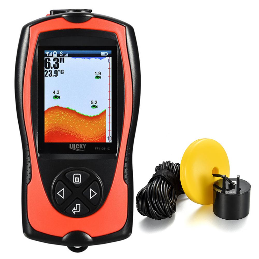 1PC Portable Fish Finder 100M Depth Fish Alarm Wired Fish Detector 2.4inch TFT Color LCD Fishfinder Fish Locator Red