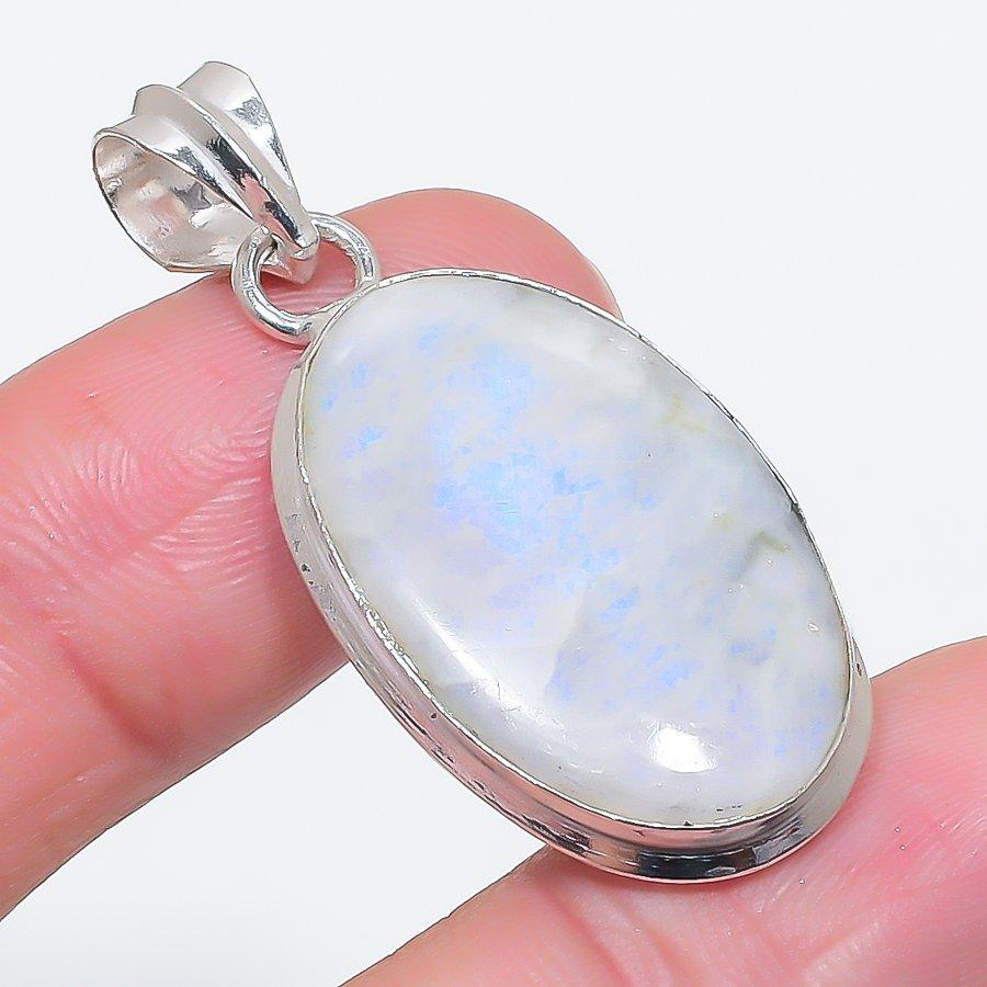 

Натуральный Лунный камень Драгоценный камень 925 Стерлинговое серебро Ювелирная подвеска 1,69 F0K37