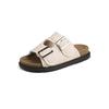2025 spring and summer new sandals fashion one-word sandals buckle rough edge upper wear beach casual slippers women