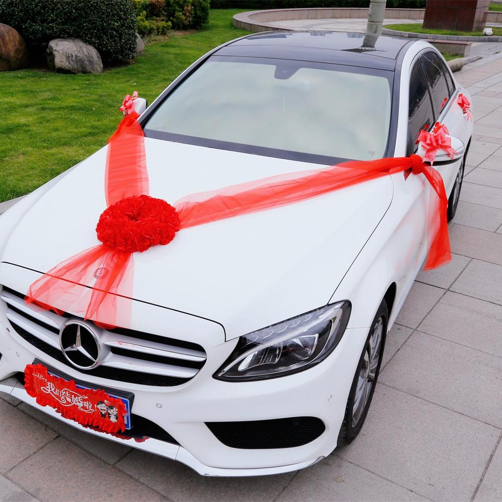 Q8 Stil Hochzeitsauto Dekorationsset für Zweitwagen Blumen