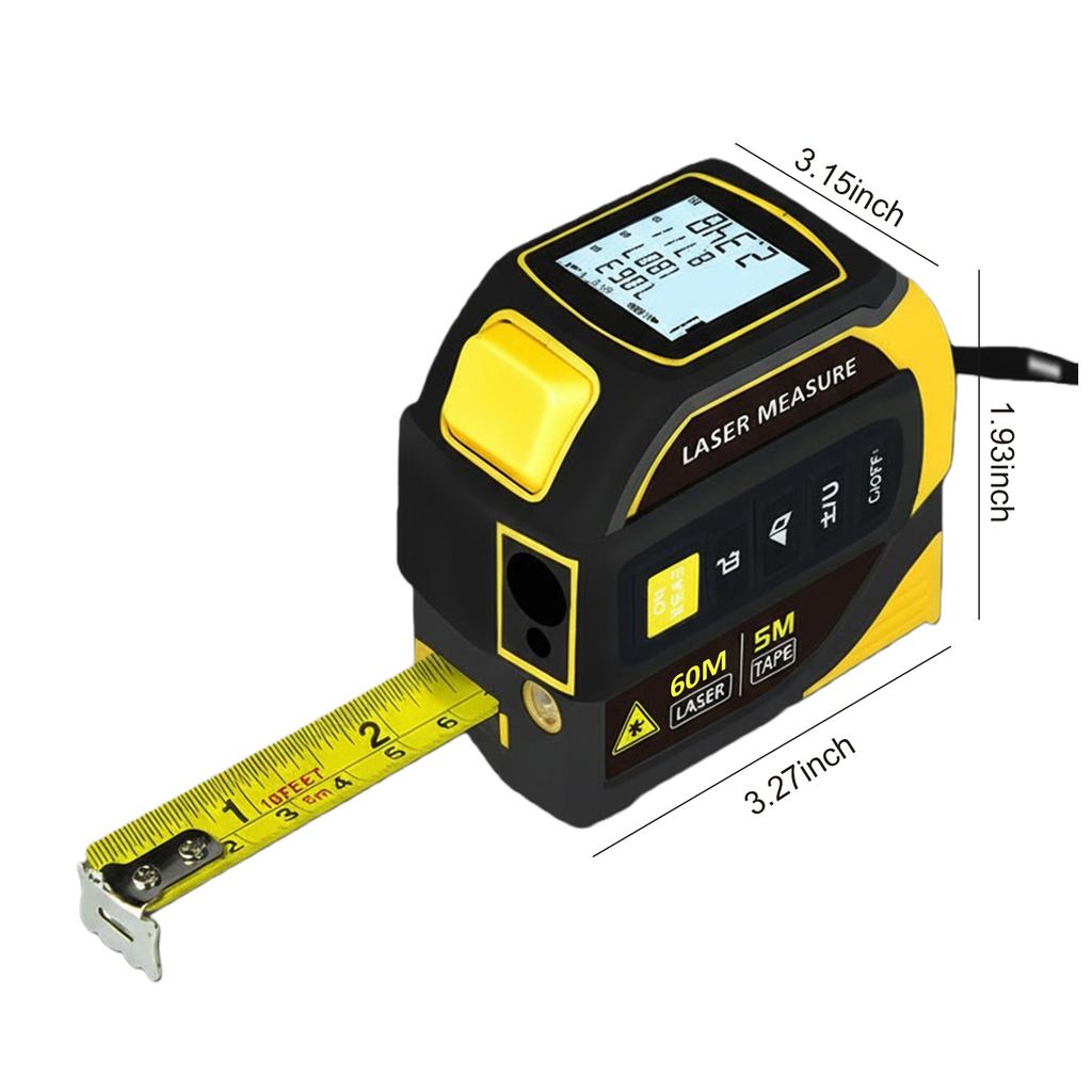 4 In 1 Tape Measure Ruler with Crosshairs Backlight Distance Meter LCD Screen Digital Display Measurement Device for Home Garage